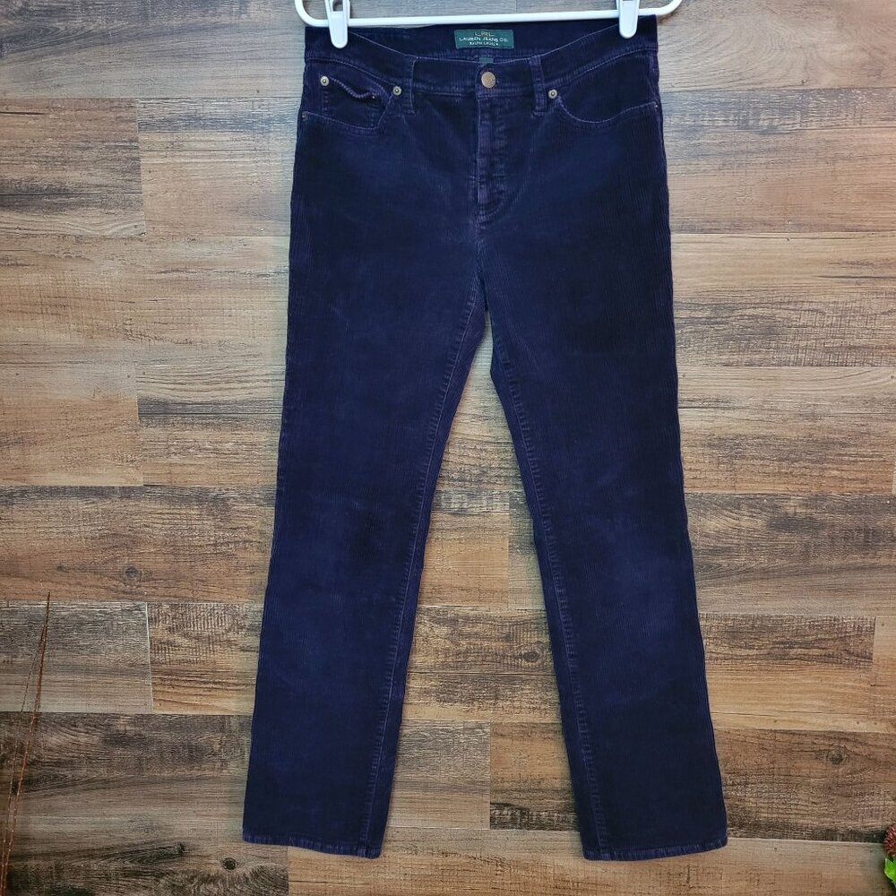 Lauren Ralph Lauren Jeans Size 6 Corduroy Straight Leg  Mid Rise Purple Stretch